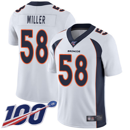Men Denver Broncos #58 Von Miller White Vapor Untouchable Limited Player 100th Season Football NFL Jersey